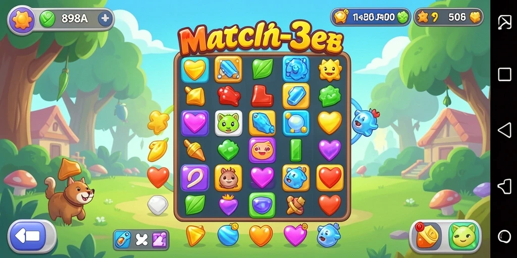 Screenshot menunjukkan gameplay seru 898A dengan objek berwarna-warni yang mencolok.