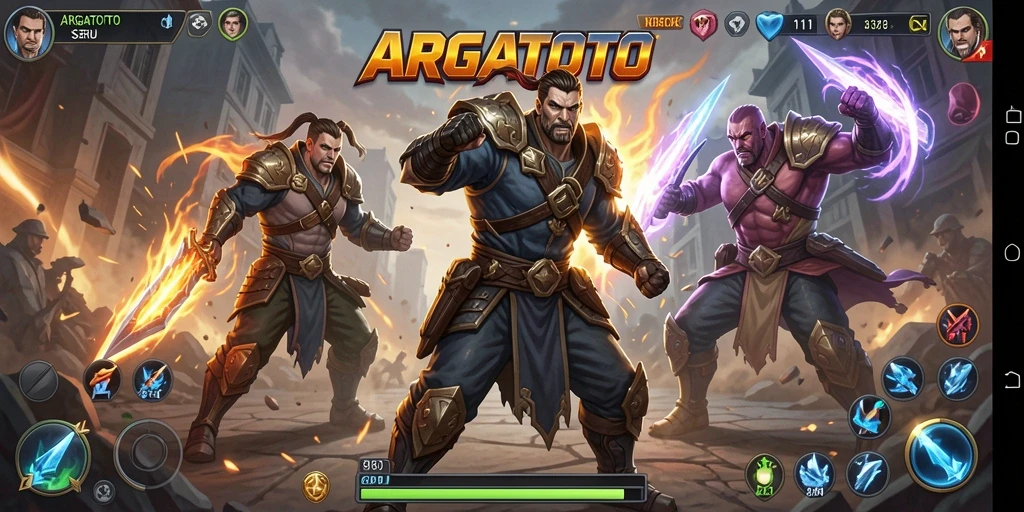 Gameplay seru dengan karakter bertarung di arena.