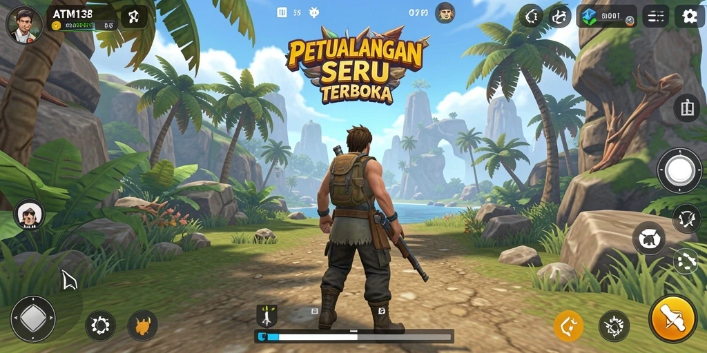Screenshot gameplay ATM138 menampilkan petualangan seru di dunia terbuka.